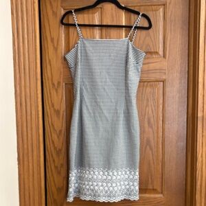 Vintage Gingham & Eyelet Dress, Black & White, Summer Cottagecore Coquette Girl